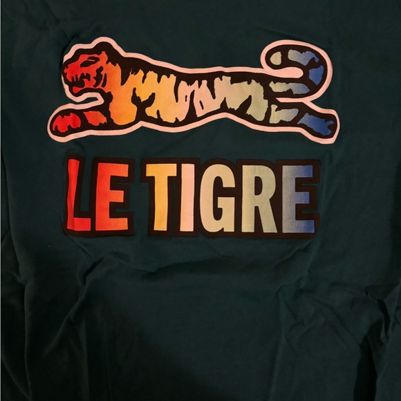 Le Tigre mens t shirt teal with multi color tie die logo XL - Picture 3 of 3